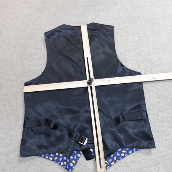 New & Lingwood Vest Small Blue Waistcoat 100% Silk Made in England - Picture 7 of 10